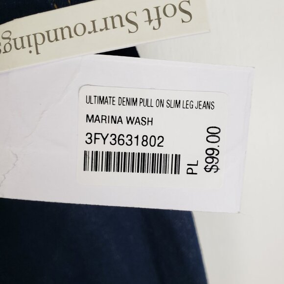 Soft Surroundings NWT Ultimate Denim Pull On Slim Leg Jeans Marina Wash Size PL - Picture 3 of 9